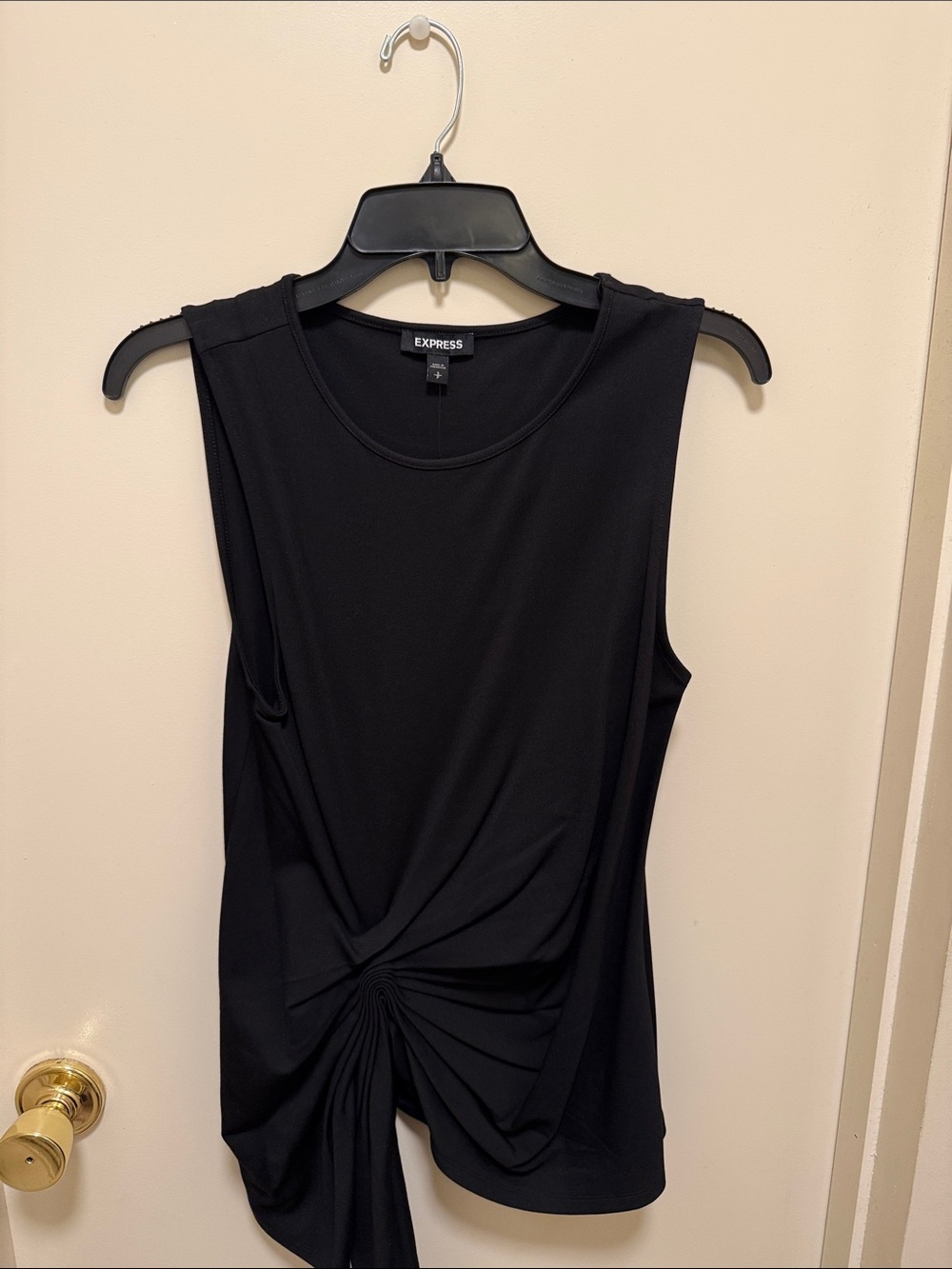 Express Black Sleeveless Twist-Front Tank Top